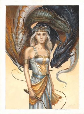 Didier Graffet - Game of Thrones - A Song of Ice and Fire - Peinture originale pour le calendrier paru en 2017. "The Last Dragon"