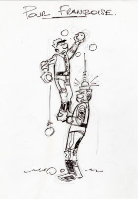 Lambil, Willy - 1 Original preliminary drawing - Les Tuniques Bleues - Projet de couverture Spirou - 2014