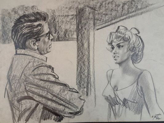 Putzu, Arnaldo - 1 Original drawing - Incontro alla Stazione | Catawiki