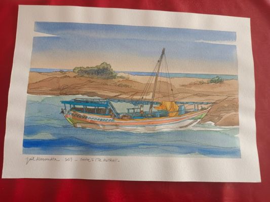 Alessandra, Joël - 1 Original colour drawing - Errance en mer rouge - 2023 | Catawiki