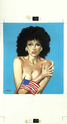 Rafael Cortiella | Original art – VHS cover art for the film Girls USA – Cortiella | Origin Of Comics