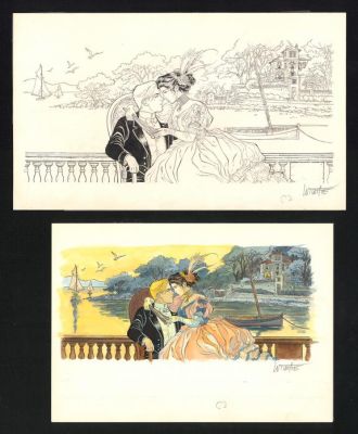 Laurent Vicomte | Illustration originale et sa mise en couleurs, sérigraphie en triptyque pour le Festival d’Antibes (2000) - Sasmira | Daniel Maghen