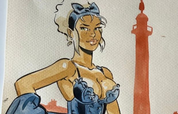 Meynet, Félix - 1 Original colour drawing - Mirabelle coquine à Paris | Catawiki