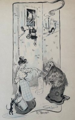 Thomen, Raoul - 1 Original drawing - Les hommes du Jour - Les Passionées du Feuilleton - 1901