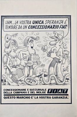 Jacovitti - 1 Original drawing - Concessionario Fiat - Illustrazione originale pubblicitaria | Catawiki