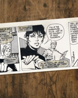 Romero, Enric Badia - Modesty Blaise - The Vanishing Dollybirds Daily Strip #4120 – Published Original Comic Strip – Hand Signed