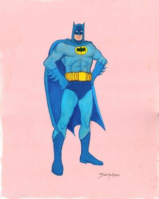 Sanjulian – Batman Classique Bleu & Gris - Hand Signed Original Oil Painting | Catawiki