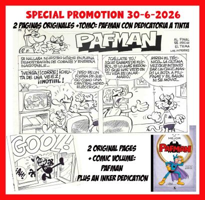 Joaquín Cera | 2 original pages / Pafman: El Final de la Liga – book «Lo mejor de Pafman» (dedicated) – Cera | Origin Of Comics