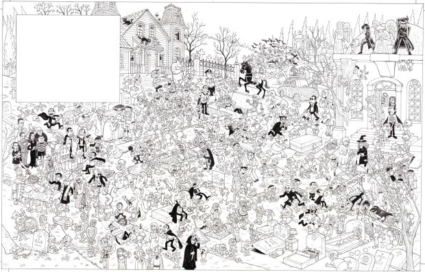 Joaquín Cera | Summer Sale (Ends August 31) // Flunkerne går til filmen – Original drawing – Monsters – Cera / Ramis | Origin Of Comics