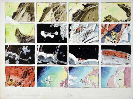 Moebius (Jean Giraud, 1938-2012). | Dune Encre de Chine et encres de couleur pour la Planche 2 du story board du film... | Coutau Bégarie