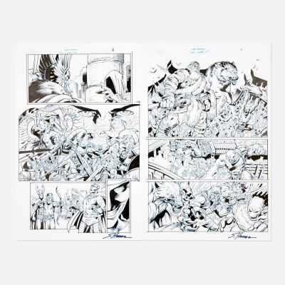 Lot 365 - Scot Eaton and Scott Hanna, What If? Dark Loki Issue #1 Story Pages 8 and 18 Original Art (Marvel Comics, 2023) | Landry Pop Auctions