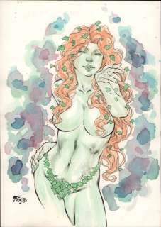 Fred Benes - Poison Ivy Blowing Kiss Color Commission - Signed - 2014