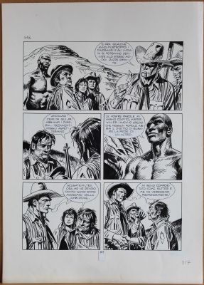 Jose Ortiz | Tavola originale per MAXY TEX 11 ‘Il cacciatore di fossili’. Cm. 36,5 x 51. SBE 1997. Pag. 317. | Art e Fumetto