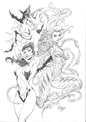 John Royle | Vampirella/ Witchblade #1 published piece of original Cover art | Raremarq