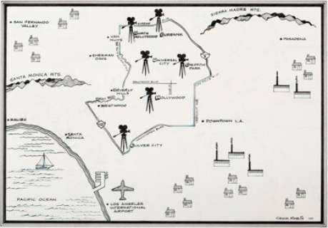 Chuck Roblin - Illustrated Map of Los Angeles Original Art (1999). This is a simplified map of Los Angeles, - | Heritage
