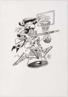 Jack Davis Philadelphia 76ers Basketball Illustration Original Art (Hot Shots, c. 1988-1992). The 76ers will - | Heritage