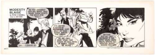 John M. Burns Modesty Blaise Daily Comic Strip "Yellowstone Booty" #4621 Original Art (London Times - | Heritage