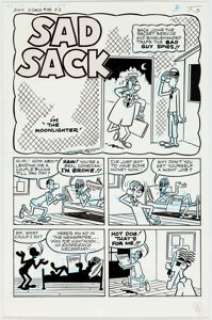 Harvey Artist Sad Sack #191 Complete 5-Page Story "The Moonlighter" Original Art (Harvey, 1967).... (Total: 5 Original Art) | Heritage