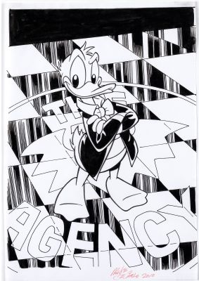 Mike Decarlo | Copertina (cover) per Donald Duck and friends  #354. Boom! Studios 2010. Cm. 19,5 x 28. China su carta leggera. Firmata Mike De Carlo. | Art e Fumetto