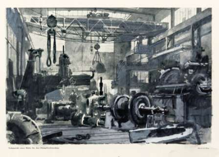  - Heinrich Kley Teilansicht einer Halle Fur den Dampfturbinenbau [Partial View of a Hall for Steam Turbine Construct...