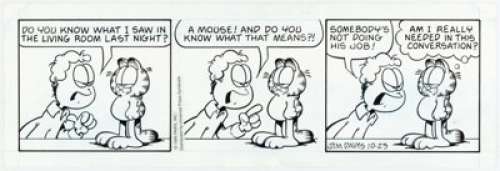 Jim Davis Garfield Daily Comic Strip Original Art dated 10-23-95 (Universal Press Syndicate, 1995).... | Heritage
