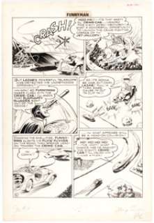 Joe Shuster, John Sikela, and Shuster Shop Funnyman #2 Story Page 6 Jet-Jalopy Original Art (Magazine Enterprises, - | Heritage
