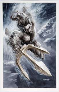 Stephen Segovia - Aquaman Specialty Illustration Original Art.  The King of Atlantis takes on the appearance of -