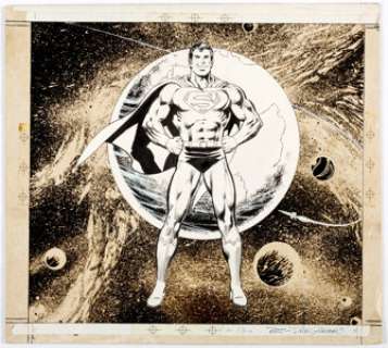 Dick Giordano Superman Illustration Original Art (DC). The 10.5" x 12" image of Superman and the planet - | Heritage