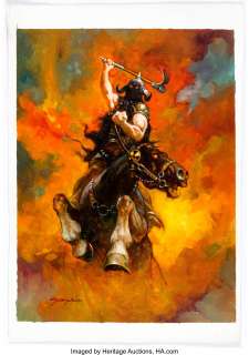 Sanjulian (Manuel Perez Clemente) - Death Dealer Painting Frank Frazetta Tribute Original Art (2020)....