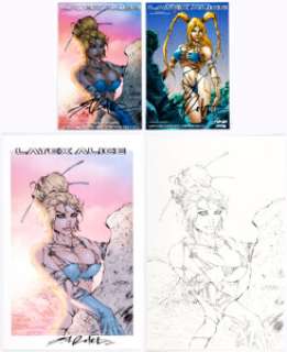 Shelby Robertson Latex Alice Bikini Bash Swimsuit Special #1 Cover Original Art (Amryl Entertainment, 2003).... (Total: 3 Original Art)