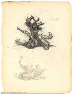 Frank Frazetta - Original Preliminary Sketch for "Winter of the Coup" (1973). From the sketchbook of - | Heritage