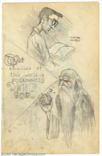 Robert Crumb - Original Sketches, Walter Mackey and God (1961). Very nice two-sided sketchbook page features - | Heritage