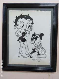 DIBUJO ORIGINAL DE BETTY BOOP POR MAX FLEISCHER(1883-1972)EN 1933,PIONERO DEL DIBUJO ANIMADO,FIRMADO