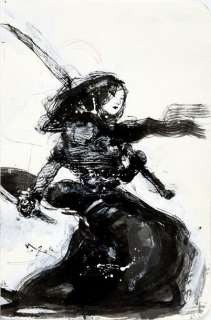 NEMIRI, Nicolas (197... - Lot 289 - Guerrière Encre de Chine et acrylique. Dimensions...