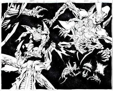 Eric Gapstur, Phil Hester - Action Comics #1029 P 2-3 Dps (Awesome Superman & Superboy Battling Aliens in Outer Space!) 2021