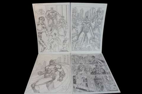 Original comic art drawing Batman 4 Page lot | misc / divers