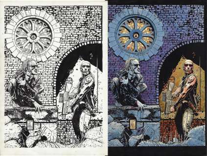 Tim Bradstreet | Inquest Magazine Wraparound Cover (Set) Issue 06 Page Ink And Watercolor Cover Set | Splash Page