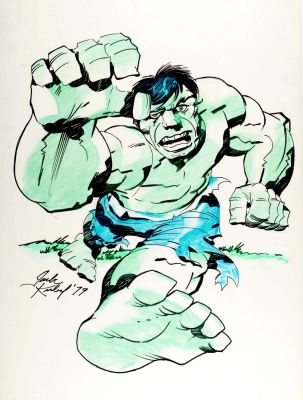 Jack Kirby - ‘The Incredible Hulk‘ Largest Hand Colored Jack Kirby Hulk Drawing Ever (30.25 By 40 Inches! Signed!) 1979