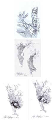 Felipe Massafera | Spider-Man #1 (4 Cover Prelims Featuring 5 Main Spider-Man Heroes Drawn on 4 Cover Prelim Drawing Papers!) | Romitaman