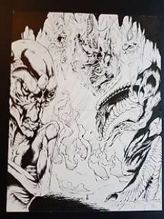 Staz Johnson - Original Double Page Splash Art Pages - Aliens - (1995) 