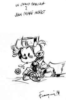 Franquin | Spirou Ã  la fleur. Encre de Chine noire sur papier, signée et | Tessier Sarrou