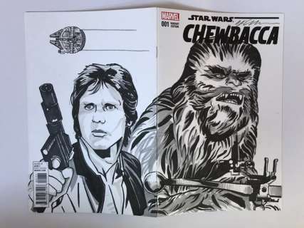 Star Wars - Chewbacca #1 - Blank Sketch Variant with Original Artwork By Nick Gribbon - (2015) | Catawiki