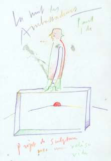 Jean-Michel Folon (1934-2005) | La Nuit des Ambassadeurs, Paul Ide - projet de sculpture, circa 1989 | Fauve Paris