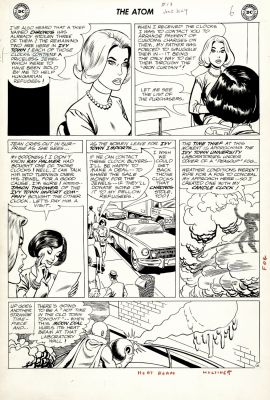 Gil Kane Sid Greene | The Atom #13 P 6 (Chronos Robs a Rare Clock From a Laboratory!) Large Art - 1964 | Romitaman
