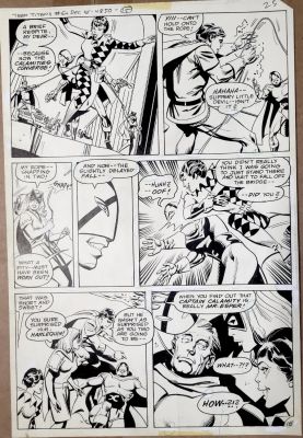 Don Heck | Heck, Don - Teen Titans #52 Pg 15, Titan East And West Take Down Villain 1977 | Cool Lines Art