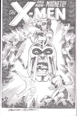 Ron Frenz | Classic X-Men with Magneto Floating Head Cover-Esque Pencil Art - Signed | Anthony’s Comic Book Art