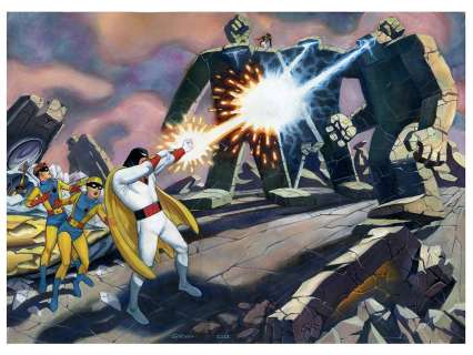 Steve Rude | Space Ghost vs Rock Robots Watercolor/Prismacolor Original Painting | Steve Rude