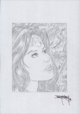 Barry Kitson | Wonder Woman Detailed Profile Pencil Art - Signed | Anthony’s Comic Book Art