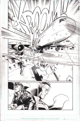 Jose Marzan, Karl Moline | Convergence Superboy #2 P.4 - Superman Cracks Plane - 2015 | Anthony’s Comic Book Art