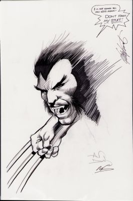 Alan Davis, Mark Farmer - Wolverine Art Commission Ink + Pencil - Alan Davis + Chris Claremont - Signed